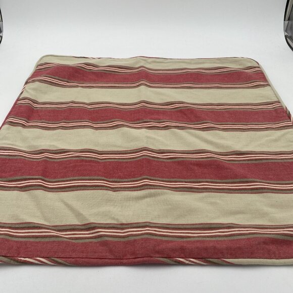 Pottery Barn Pillow Shams Set 2 Tan Red Striped 20"x20" Throw Pillows Cotton - Picture 6 of 10